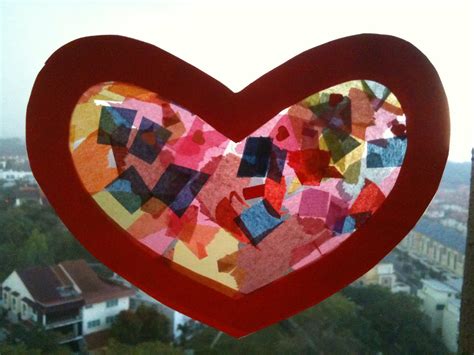 preschool crafts  kids valentines day heart sun catcher craft