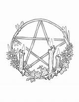 Pentacle Pentagram Wiccan Wicca Coloring Sabbat Wheel Pagan Yule Wreath sketch template