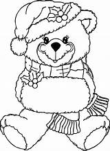 Bear Coloring Christmas Teddy Pages Clip Clipart Outline Line Printable Colouring Drawing Kids Xmas Cliparts Color Stuffed Animal Bears Library sketch template