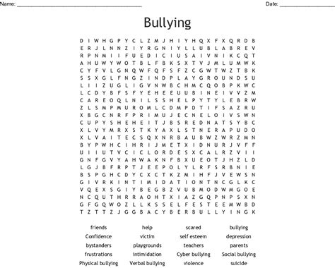 Printable Anti Bullying Word Search Word Search Printable