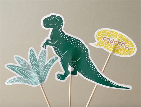 dinosaur cake toppers printable dino party decor  rex cake etsy