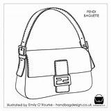 Drawing Fendi Sketch Baguette Handbag Disegno Borsa Handbags Designer Bag Illustration Bags Fashion Purses Luxury Women Cad Borse Shape Iconic sketch template
