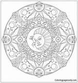 Celestial Pages Haven Creative Coloring Mandalas Mandala Online Color Printable Coloringpagesonly sketch template