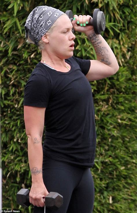 Pink Is Put Through Her Paces During A Heavy Workout As She Continues