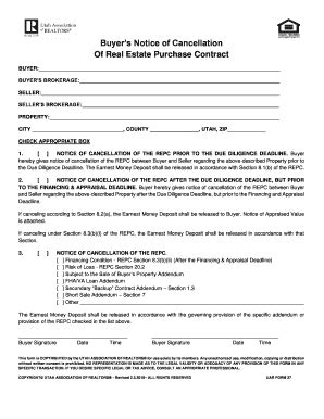 termination  real estate contract  buyer sample letter