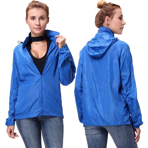 dodoing dodoing womens  mens hooded windbreaker ultra thin outdoor windproof rain jacket