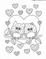 Coloring Pages Owl Printable Owls Girls Valentines Valentine Hearts Ausmalbilder Color Heart Kids Cute Cartoon Sheets Colouring Books Ebook Print sketch template
