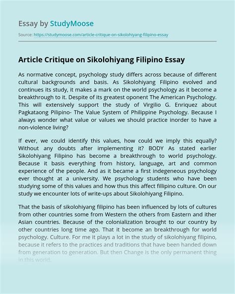 critique paper tagalog   normative concept psychology study