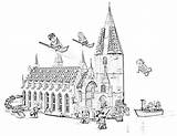 Potter Harry Coloring Lego Pages Great Hogwarts Hall Holiday Filminspector Downloadable Brooms Teapot Trophy Cup Cake Small sketch template