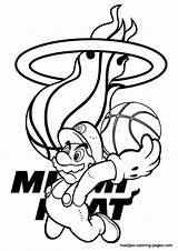 Coloring Pages Miami Heat Nba Logo Mario Basketball Super Hurricanes Drawing Sports Printable Print Colouring Color Drawings Browser Window Playing sketch template