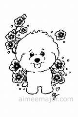 Frise Bichon Puppy Kleurplaat Hond Schattig Ausmalbilder Welpen Fluffy Hunde sketch template