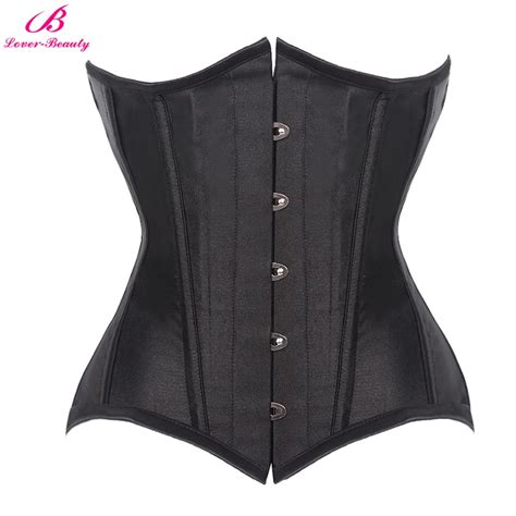 Lover Beauty Solid Black Women Gothic Corset Steampunk Latex Lace Up