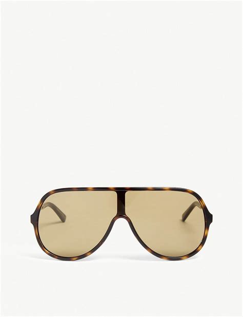 lyst gucci gg0199s pilot frame sunglasses in brown