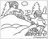 Kids Winter Snow Playing Pages Coloring Coloringpagesonly Printable Clip Color Sheets Fight sketch template