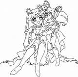 Coloring Action Pages Hugging Sailor Moon Getdrawings Getcolorings sketch template