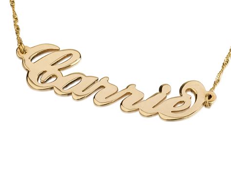 personalized 10k yellow gold carrie style name necklace persjewel