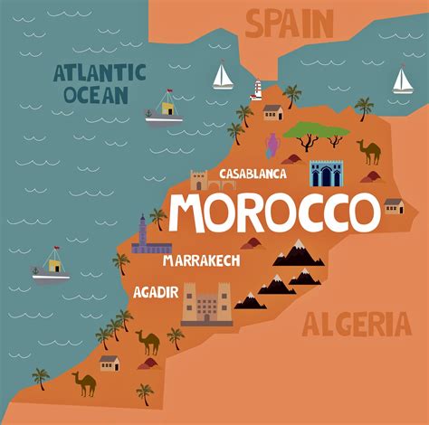 morocco map  major sights  attractions orangesmilecom