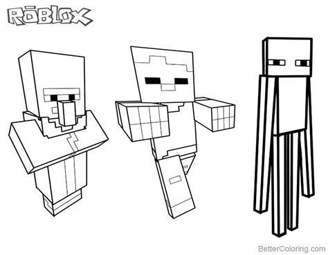 minecraft characters coloring pages roblox  art pictures
