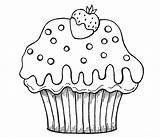 Cupcake Coloring Cake Pages Cute Cartoon Cup Color Muffin Drawing Cupcakes Kids Strawberry Sheets Chocolate Printable Baked Goods Simple Printables sketch template