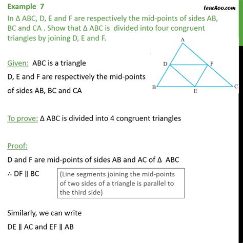 Example 7 In Abc D E And F Are Mid Points Of Sides