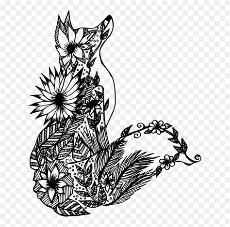 mandala personal  fox flowers detailed animal colouring pages