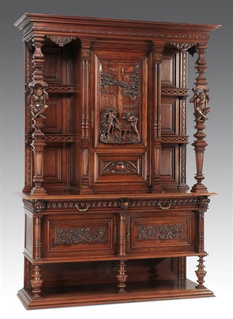french carved walnut buffet maker mark