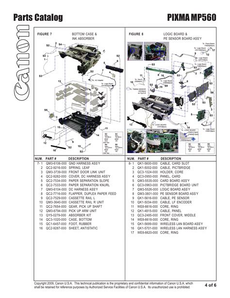 canon pixma mp parts catalog manual