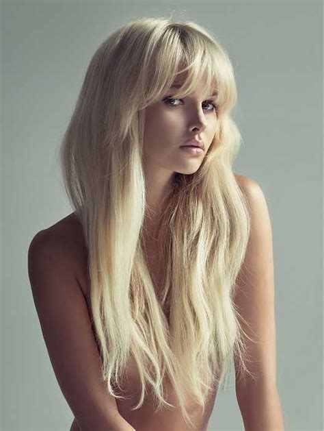 long blonde hair with bangs human wig edw2067