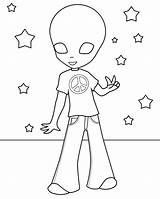 Alien Coloring Pages Hippie Printable Cute Kids Adults Print Aliens Template Hippies Color Toy Version Story Bestcoloringpagesforkids Top Peace Sign sketch template
