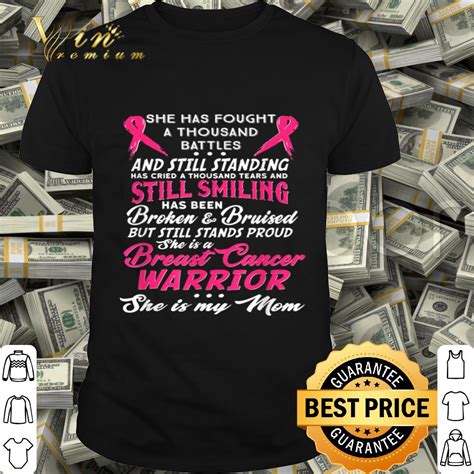 she has fought a thousand battles breast cancer mom shirt hoodie