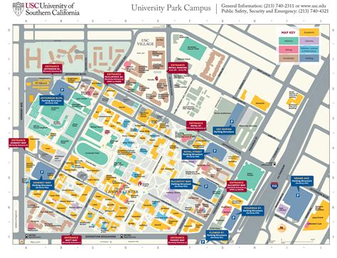 usc university park campus parking structures entrances   names