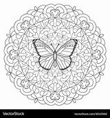 Mandala Coloring Butterfly Vector Vectors sketch template
