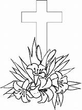 Coloring Pages Printable Cross Easter Kids Good Friday Crosses Flowers Color Lilies Print Drawing Christian Book Red Sheets Colouring Children sketch template