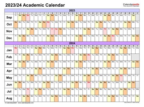 editable academic calendar