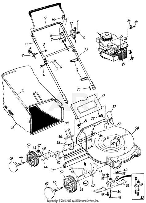 mtd    ers push  mower  parts diagram  mower assembly