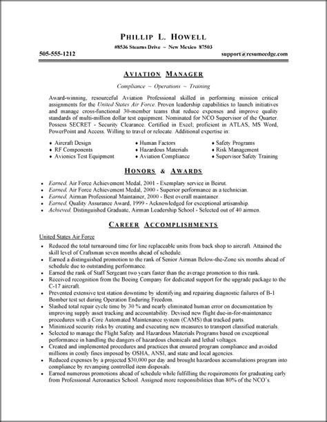 military resume  sample military resume