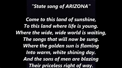 arizona official state song anthem lyrics words text trending sing  youtube
