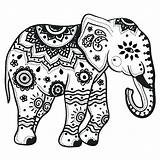 Coloring Elephant Mandala Outline Indian Pages Tattoo Drawing Color Printable Pattern India Adults Clipart Elephants Print Clip Tattoos Stencil Designs sketch template