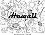Hawaii Objects sketch template