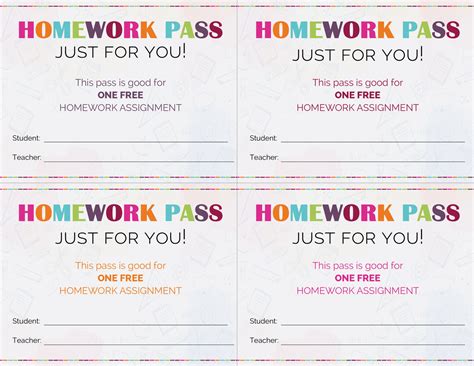 printable homework pass freebie finding mom