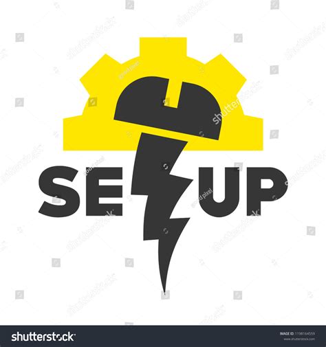 setup logo stylized inscription screw gear stock vector royalty