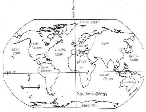 printable blank map  continents  oceans