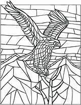 Mosaicos Eagle Mosaico Dover Mystery Bird Vitraux Mosaics Adult Coloriage Getcolorings Complexes Coloriages Déco Modèles Aigle Sheets Doverpublications sketch template