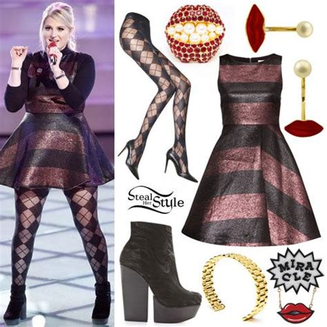 meghan trainor bronze and black striped dress outfits cute outfits flower skirt