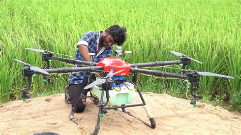 indian  drones spraying fertilizer application