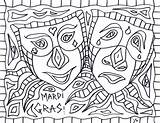 Mardi Gras Coloring Masks Tag sketch template
