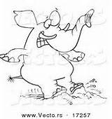 Elephant Coloring Vector Cartoon Braking Outline Feet His Royalty Stock sketch template