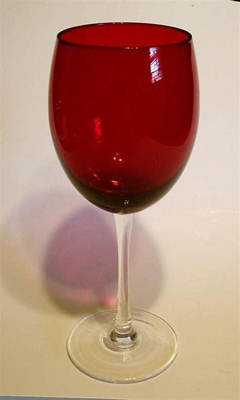 ruby red tall stemmed water wine glass