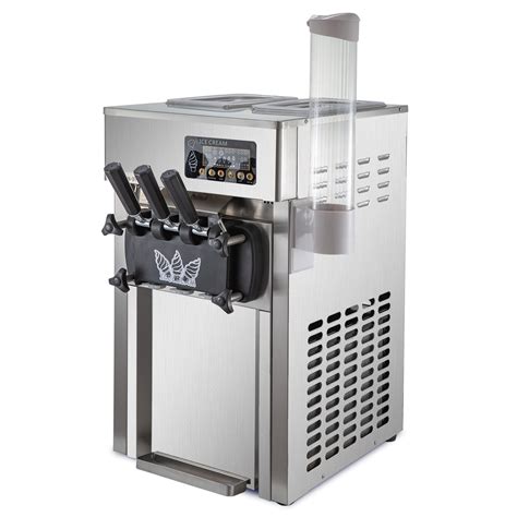 Commercial 3 Flavors Soft Ice Cream Machine 60hz Lcd Panel One Click C