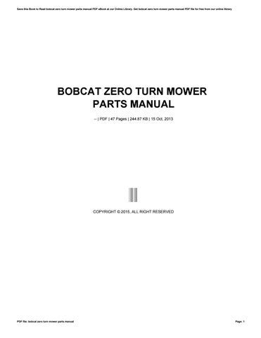bobcat  turn mower parts manual  sroff issuu